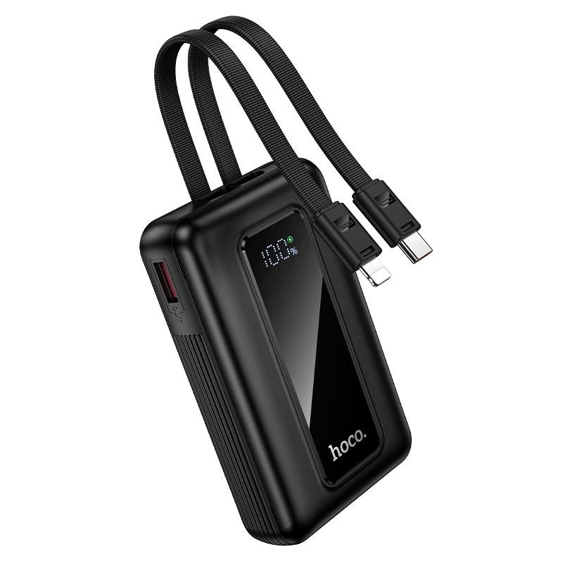 Externe batterij HOCO J162, 10000mAh, 22.5W, QC + PD, 1 x Lightning - 1 x USB-A - 2 x USB-C, Zwart