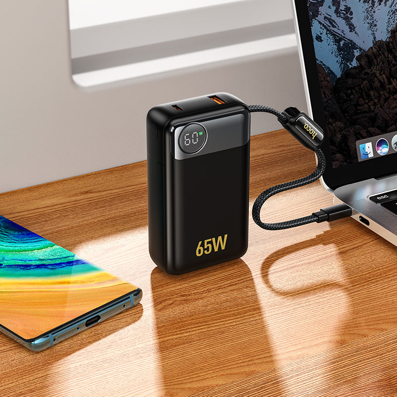 Externe batterij HOCO Q53, 12000mAh, 65W, QC + PD, 1 x USB-A - 2 x USB-C, Zwart