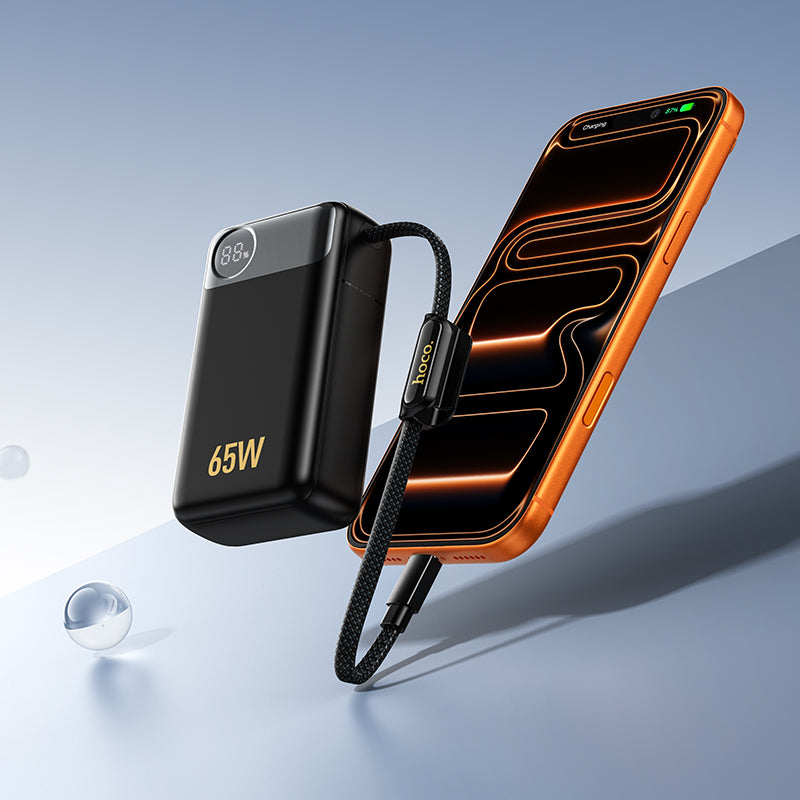 Externe batterij HOCO Q53, 12000mAh, 65W, QC + PD, 1 x USB-A - 2 x USB-C, Zwart