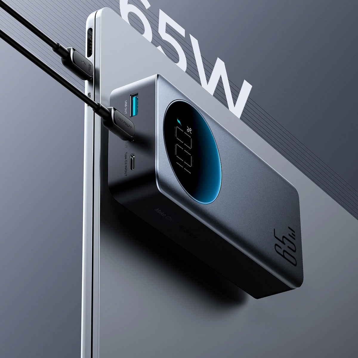 Externe Batterij Joyroom JR-PBF05, 30000mAh, 65W, QC + PD, 1 x USB-A - 2 x USB-C, Zwart