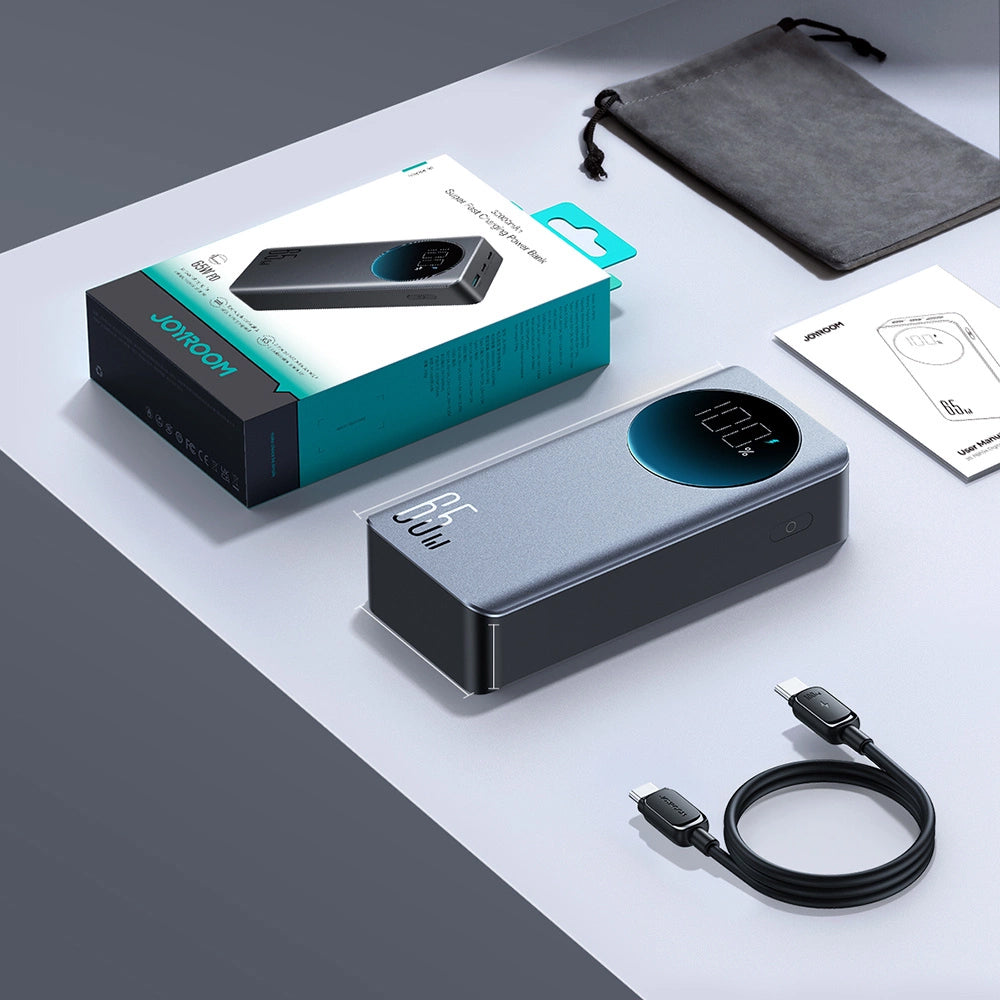 Externe Batterij Joyroom JR-PBF05, 30000mAh, 65W, QC + PD, 1 x USB-A - 2 x USB-C, Zwart