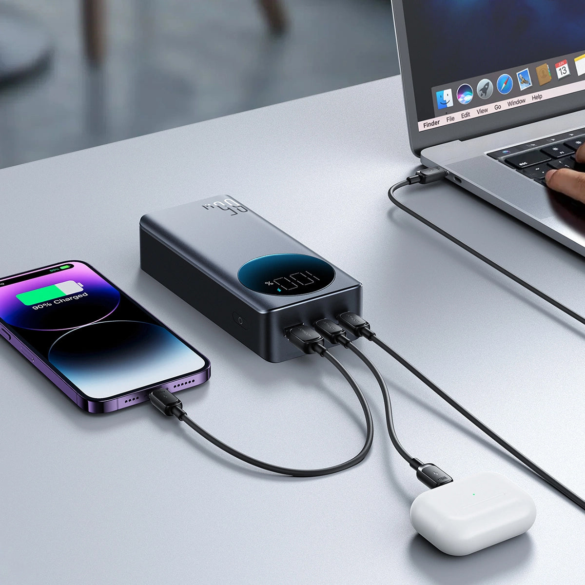 Externe Batterij Joyroom JR-PBF05, 30000mAh, 65W, QC + PD, 1 x USB-A - 2 x USB-C, Zwart