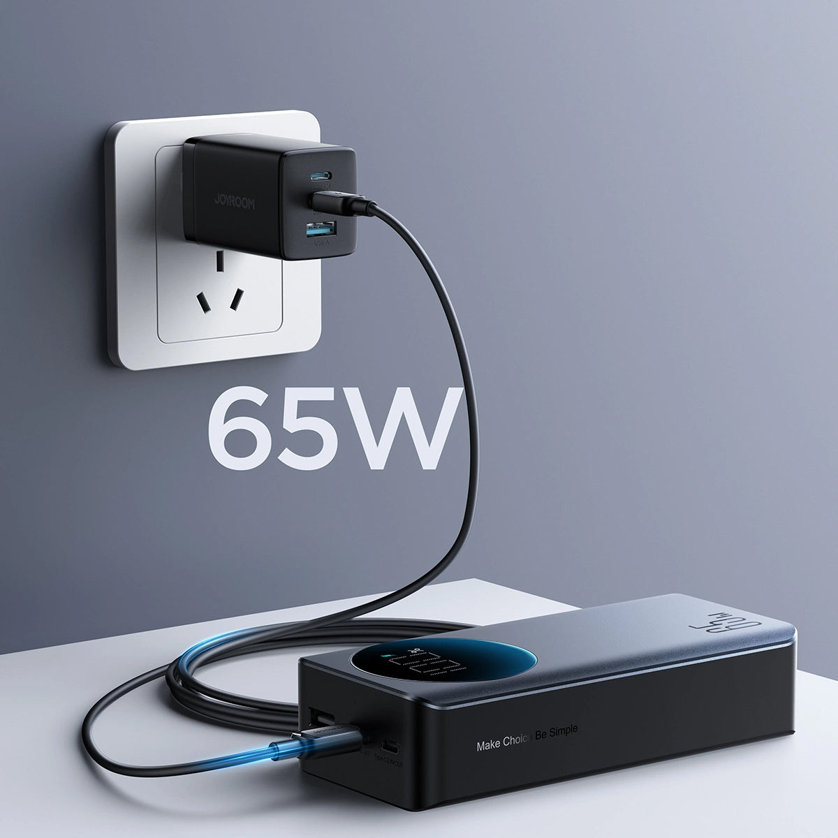 Externe Batterij Joyroom JR-PBF05, 30000mAh, 65W, QC + PD, 1 x USB-A - 2 x USB-C, Zwart