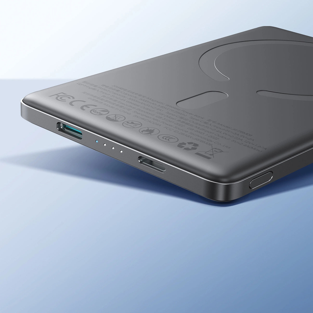 Externe Draadloze Batterij Joyroom JR-PBM08, 5000mAh, 20W, PD + FQI, 1 x QI - 1 x USB-C, Gri