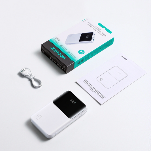 Externe Batterij Joyroom JR-QP191, 10000mAh, 22.5W, QC + PD, 1 x USB-A - 2 x USB-C, Wit