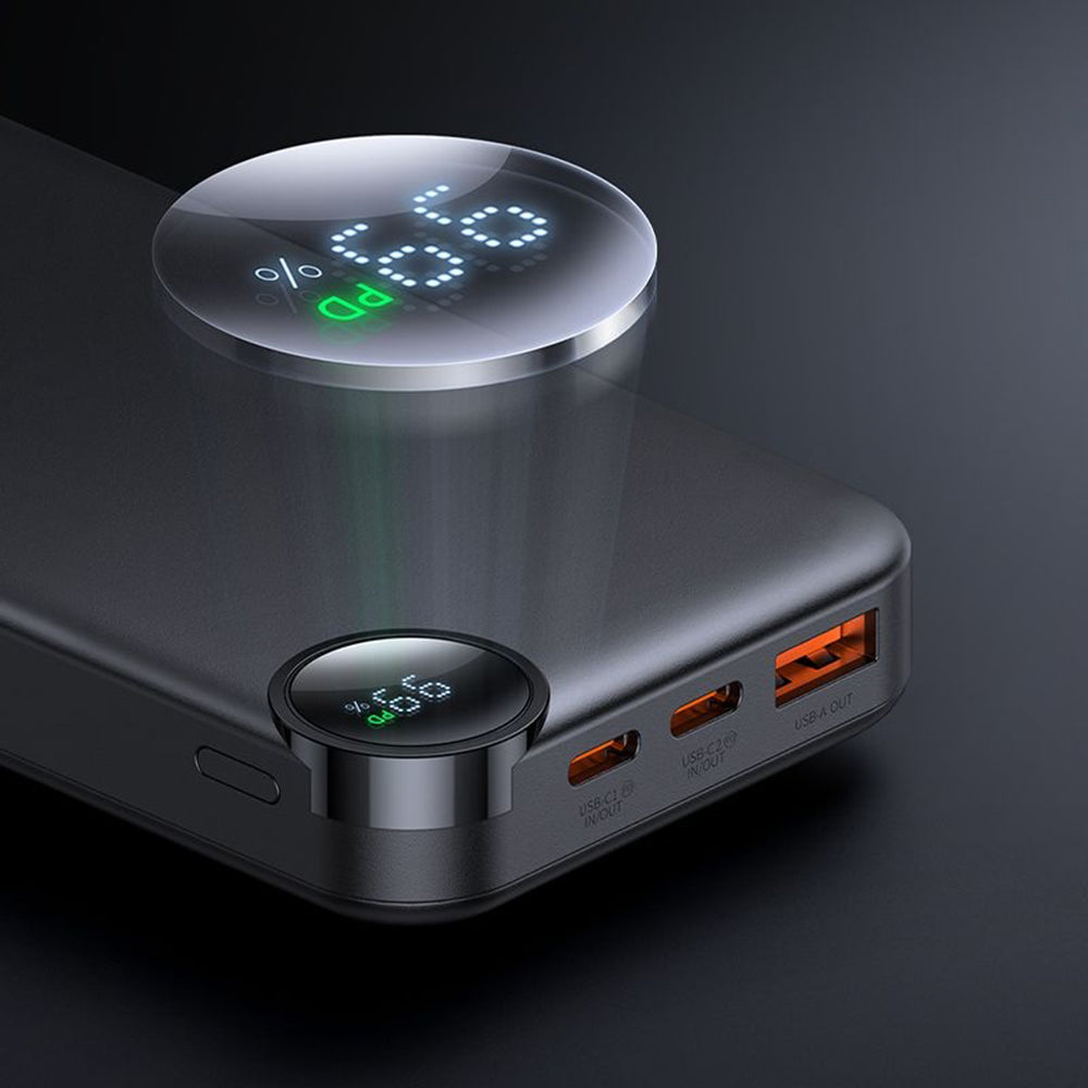 Externe Batterij McDodo MC-3850 Display, 10000mAh, 30W, QC + PD, 1 x USB-A - 2 x USB-C, Zwart