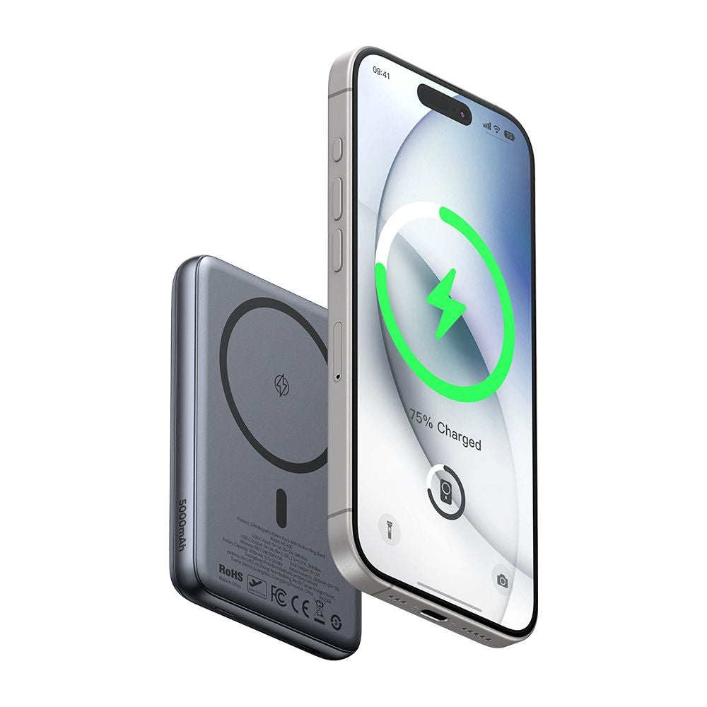 Draadloze Externe Batterij McDodo MC-8361 Meta, 5000mAh, 20W, PD + FQI, 1 x QI - 1 x USB-C, Gri
