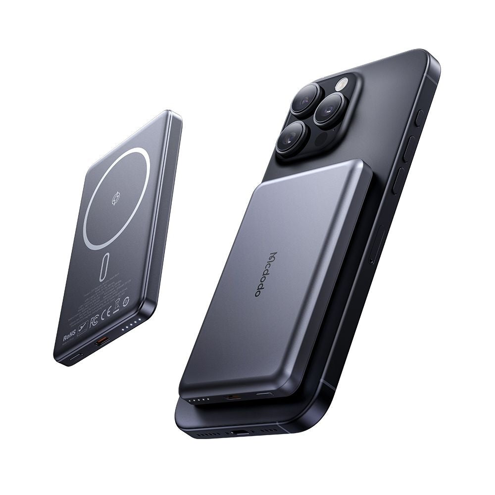 Draadloze Externe Batterij McDodo MC-4641 Meta, 5000mAh, 20W, PD + FQI, 1 x QI - 1 x USB-C, Zwart