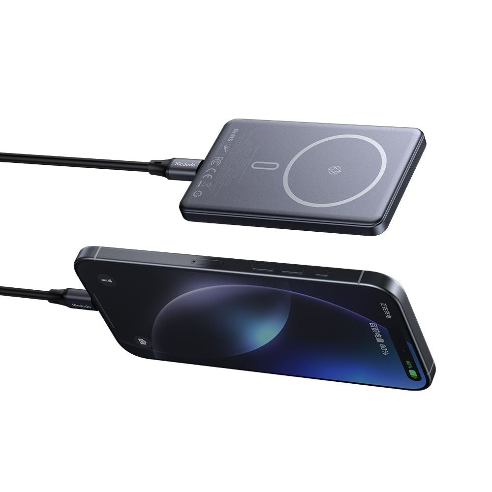 Draadloze Externe Batterij McDodo MC-4641 Meta, 5000mAh, 20W, PD + FQI, 1 x QI - 1 x USB-C, Zwart