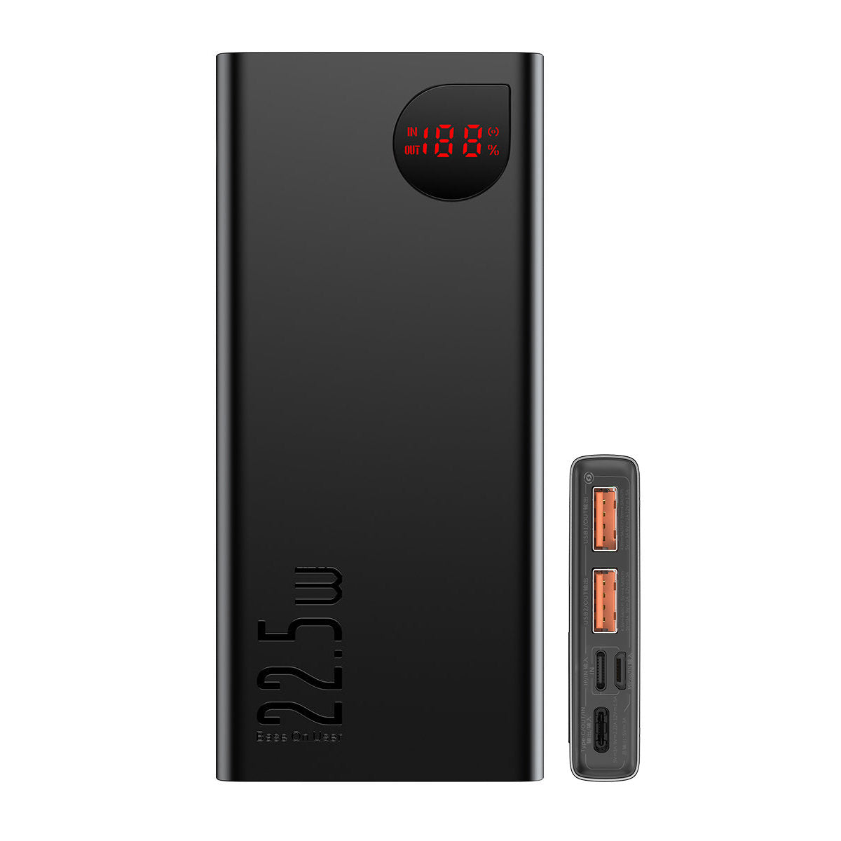 Externe Batterij Baseus Adaman, 10000mAh, 22.5W, QC + PD, 1 x USB-C - 2 x USB-A, Zwart PPAD070001