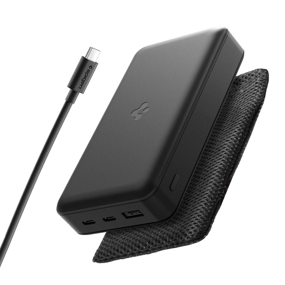 Externe Batterij Spigen, 20000mAh, 30W, QC + PD, 1 x USB-A - 2 x USB-C, Zwart ABA09433