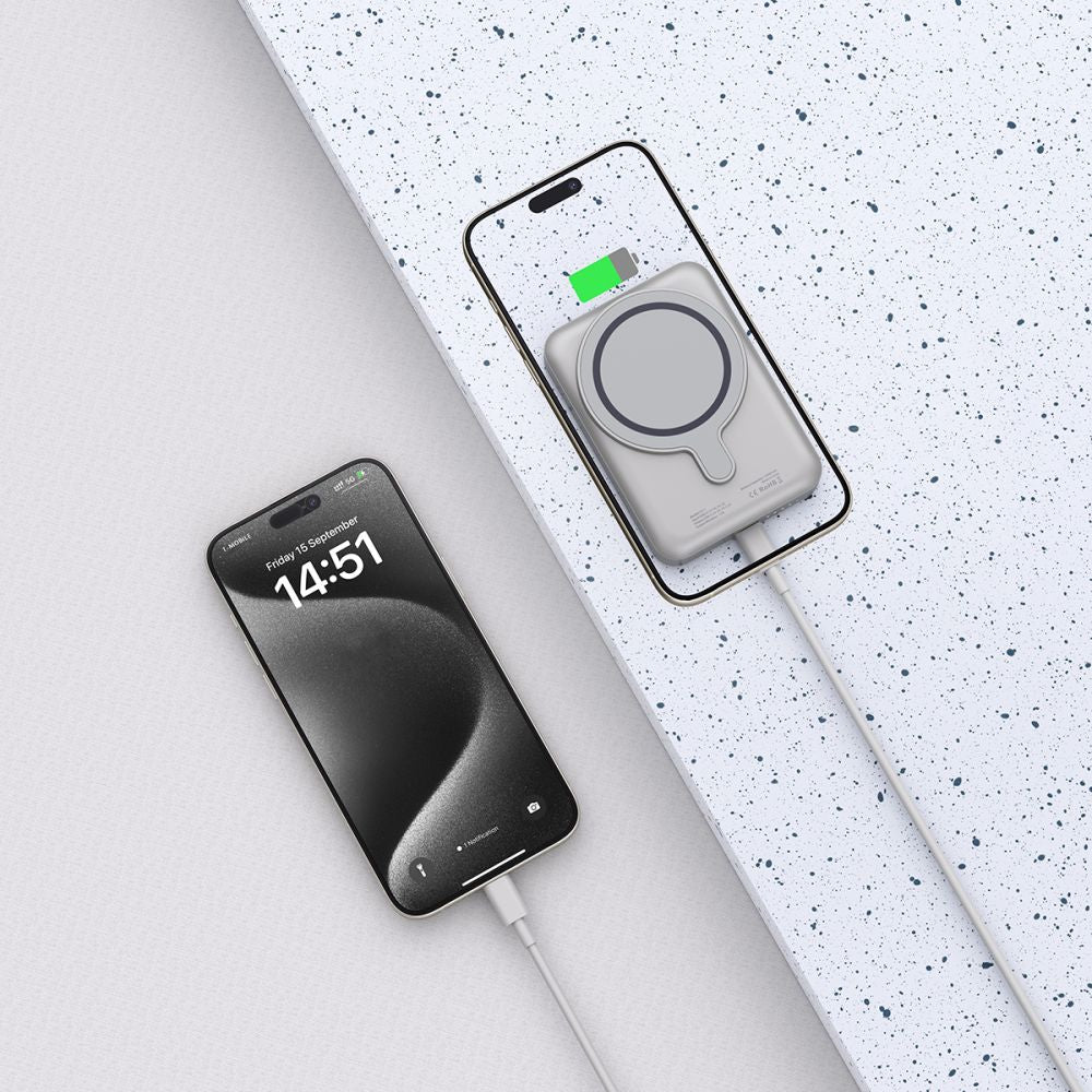 Externe draadloze batterij Tech-Protect PB11 LifeMag, 10000mAh, 15W, PD + FQI, 1 x QI - 1 x USB-C, Grijs