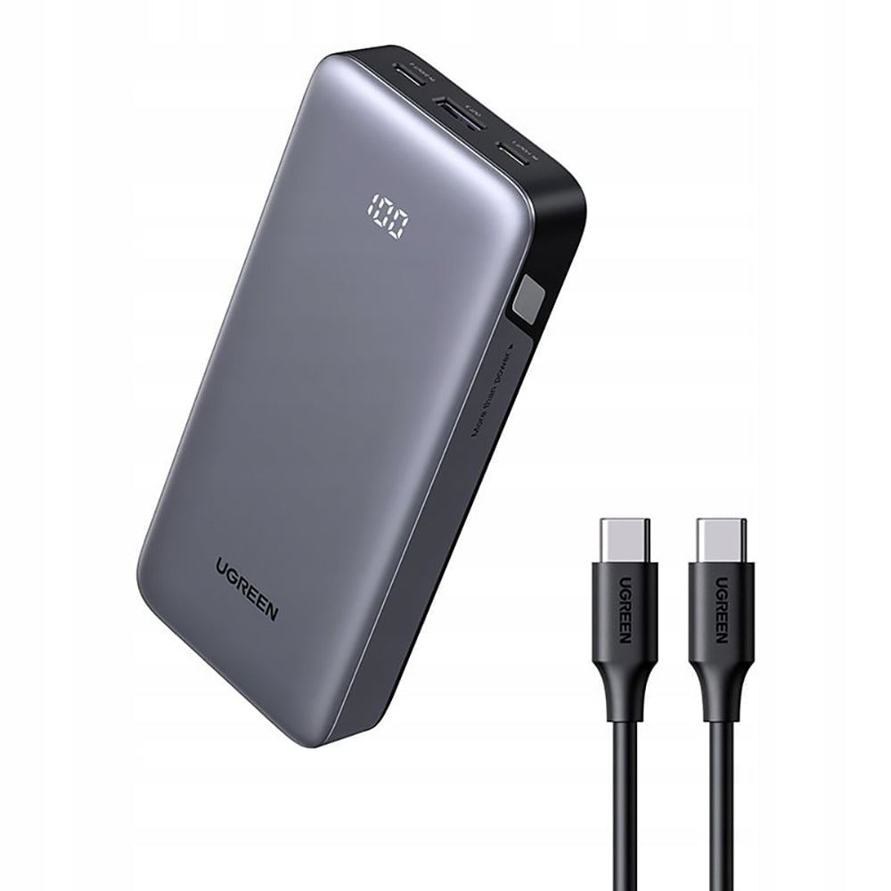 Externe batterij UGREEN Nexode PB532 (55989B), 20000mAh, 30W, QC + PD, 1 x USB-A - 2 x USB-C, Grijs