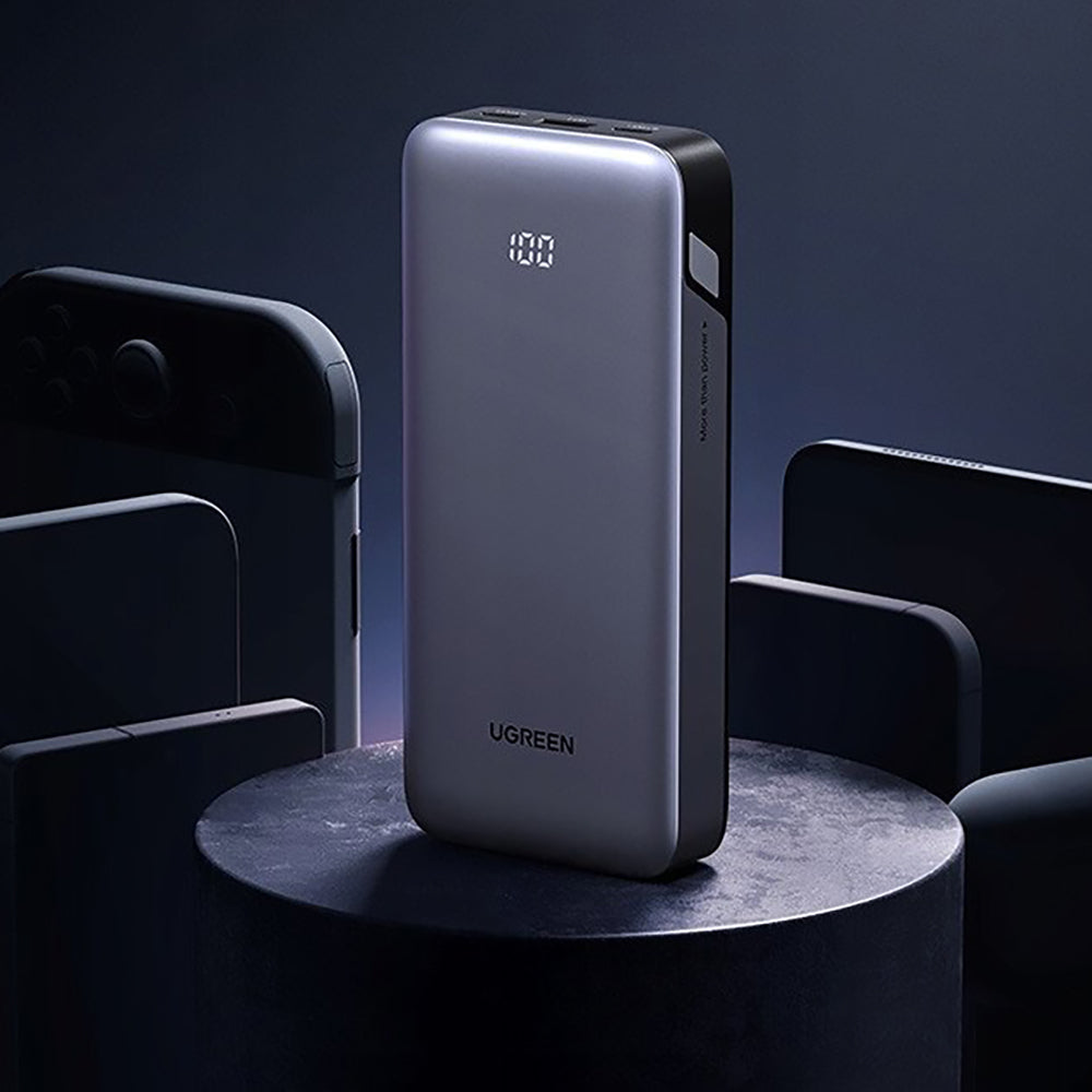 Externe batterij UGREEN Nexode PB532 (55989B), 20000mAh, 30W, QC + PD, 1 x USB-A - 2 x USB-C, Grijs