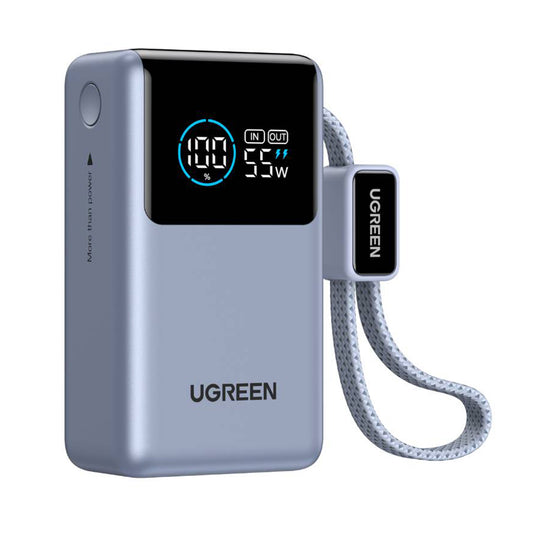 Externe batterij UGREEN Nexode Pro PB727 (75701B), 10000mAh, 55W, QC + PD, 1 x USB-A - 2 x USB-C, Grijs