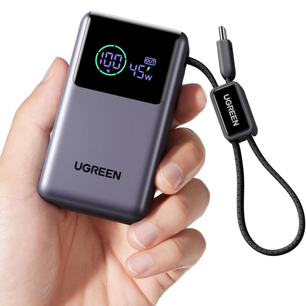 Externe batterij UGREEN Nexode Pro PB727 (85301B), 10000mAh, 55W, QC + PD, 1 x USB-A - 2 x USB-C, Grijs
