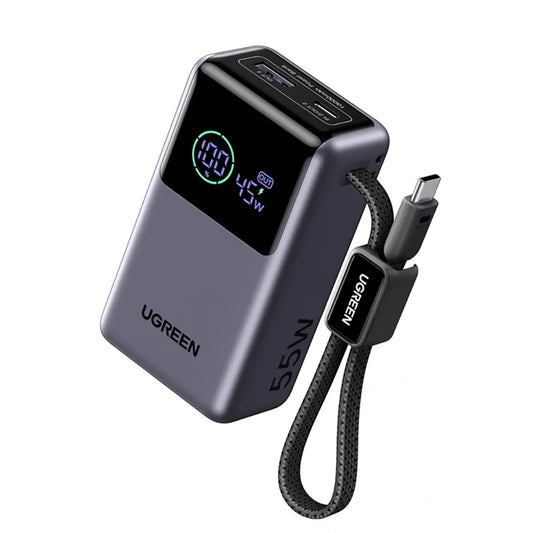 Externe batterij UGREEN Nexode Pro PB727 (85301B), 10000mAh, 55W, QC + PD, 1 x USB-A - 2 x USB-C, Grijs