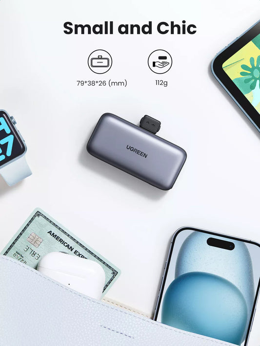 UGREEN PB503 Externe Batterij, 5000mAh, 22.5W, PD, 1 x USB-C, Grijs