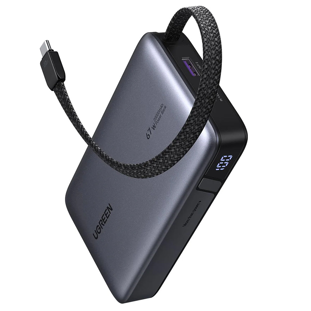 Externe Batterij UGREEN PB550, 20000mAh, 67W, QC + PD, 1 x USB-A - 2 x USB-C, Gri