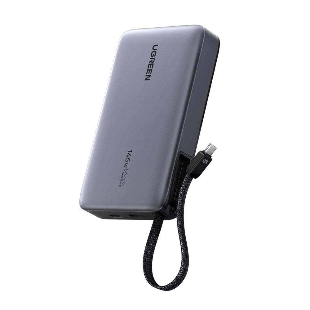 Externe Batterij UGREEN PB551 (55992B), 20000mAh, 145W, QC + PD, 1 x USB-A - 2 x USB-C, Gri