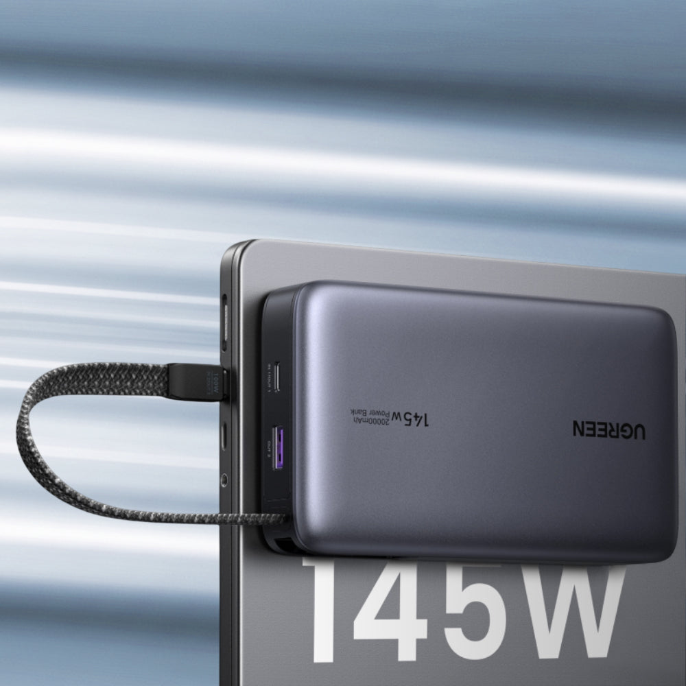 Externe Batterij UGREEN PB551 (55992B), 20000mAh, 145W, QC + PD, 1 x USB-A - 2 x USB-C, Gri
