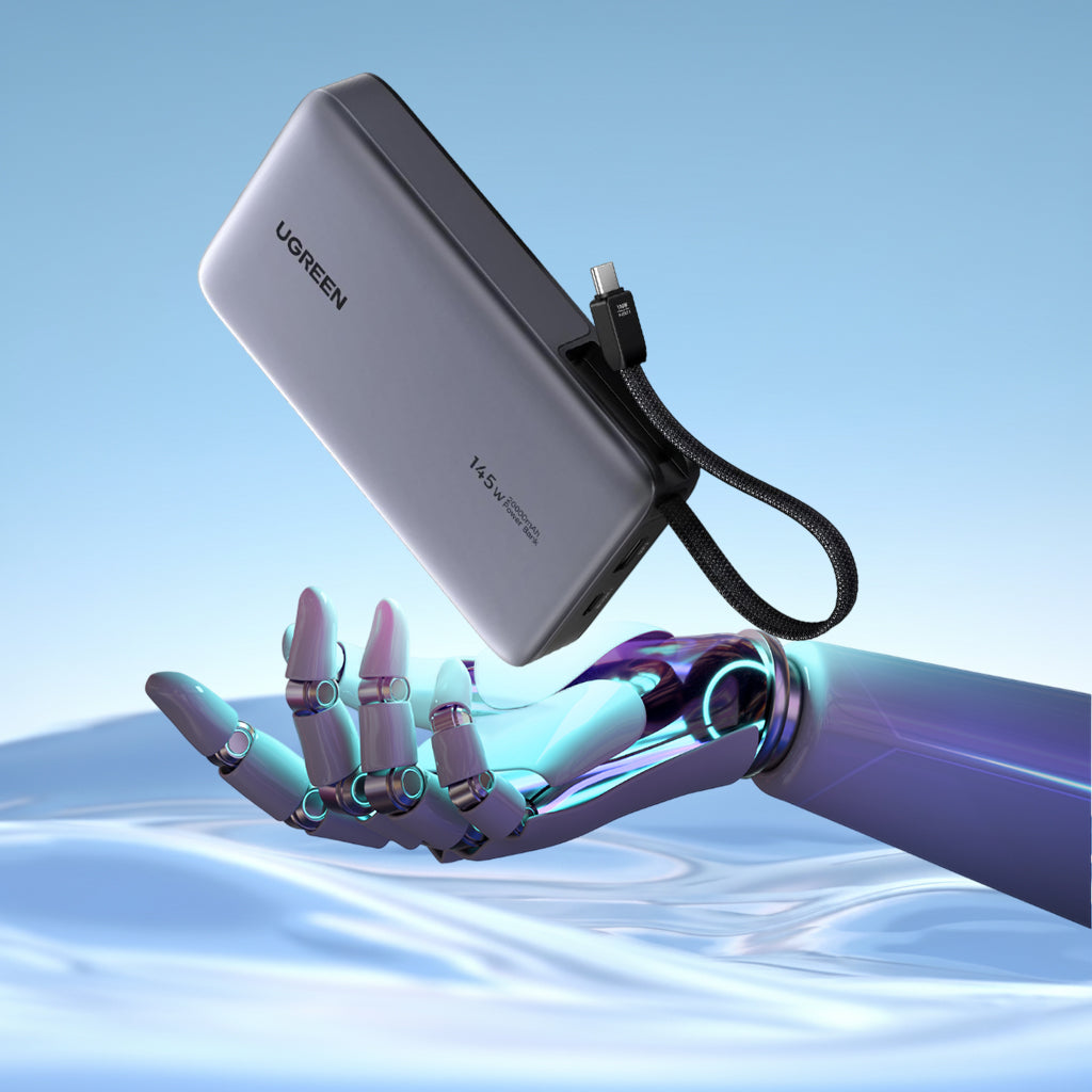 Externe Batterij UGREEN PB551 (55992B), 20000mAh, 145W, QC + PD, 1 x USB-A - 2 x USB-C, Gri