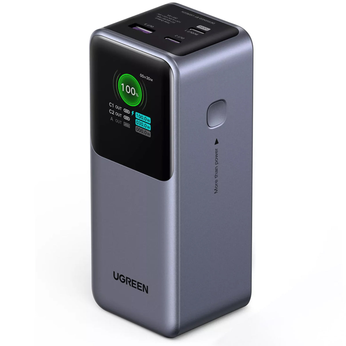 Externe Batterij UGREEN PB721, 20000mAh, 130W, QC + PD, 1 x USB-A - 2 x USB-C, Gri