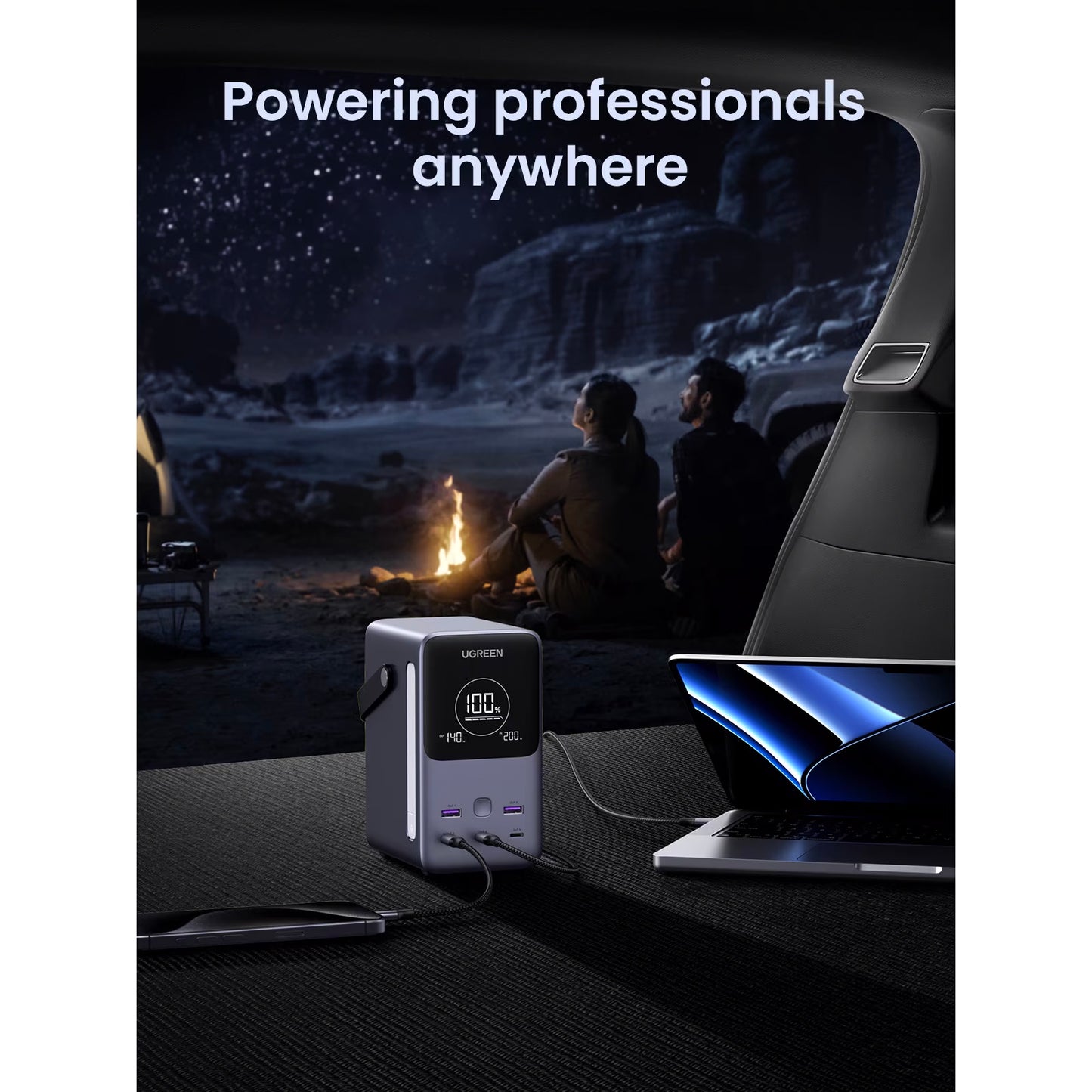 Externe Batterij UGREEN PB770, 48000mAh, 300W, QC + PD, 2 x USB-A - 3 x USB-C, Gri