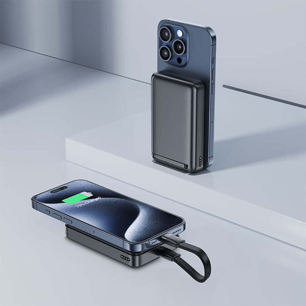 Draadloze Externe Batterij Acefast M11, 10000mAh, 30W, PD + FQI, 1 x QI - 1 x USB-C, Zwart