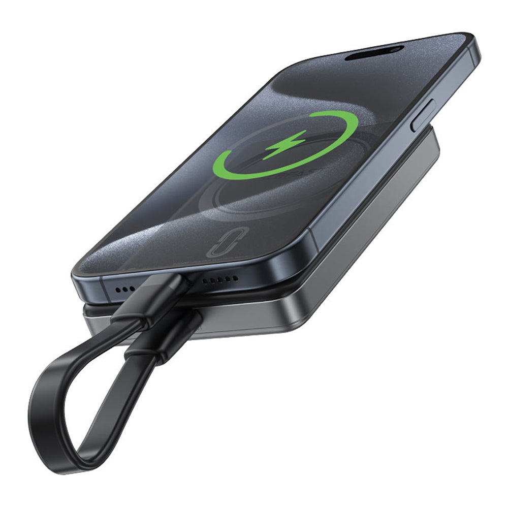 Draadloze Externe Batterij Acefast M12, 10000mAh, 20W, PD + FQI, 1 x QI - 1 x USB-C, Zwart