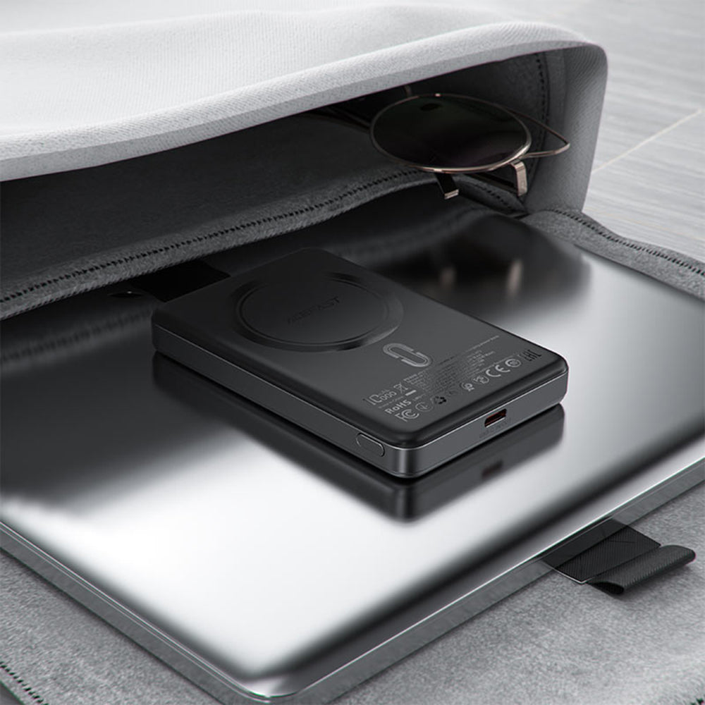 Draadloze Externe Batterij Acefast M12, 10000mAh, 20W, PD + FQI, 1 x QI - 1 x USB-C, Zwart