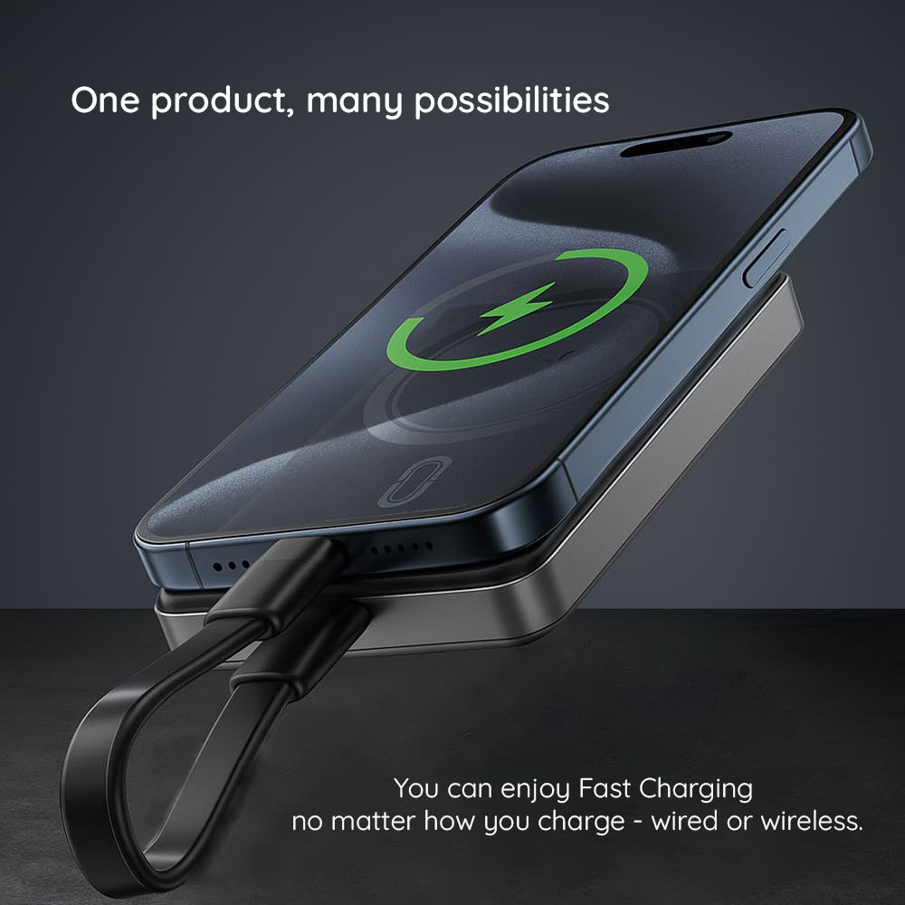 Draadloze Externe Batterij Acefast M12, 10000mAh, 20W, PD + FQI, 1 x QI - 1 x USB-C, Zwart