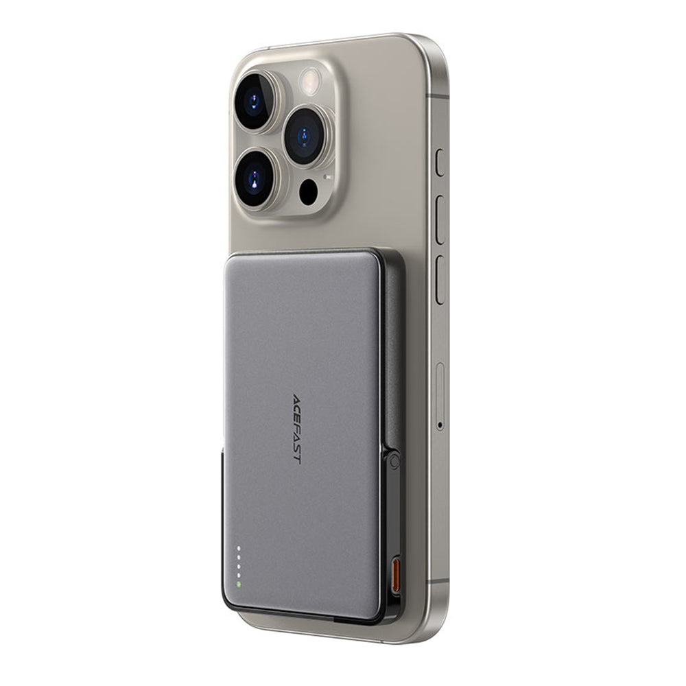 Draadloze Externe Batterij Acefast M16, 5000mAh, 18W, PD + FQI, 1 x QI - 1 x USB-C, Zwart
