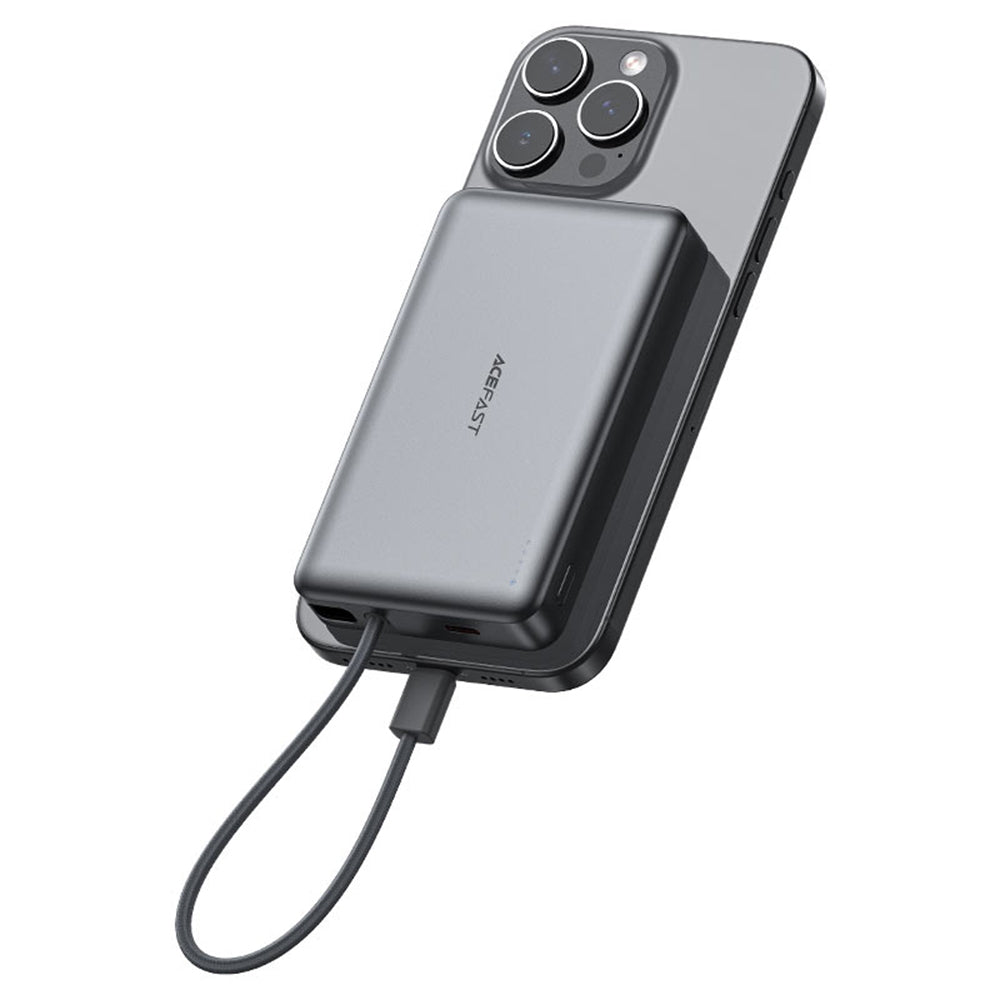 Draadloze Externe Batterij Acefast M18, 10000mAh, 22.5W, PD + FQI, 1 x QI - 2 x USB-C, Zwart
