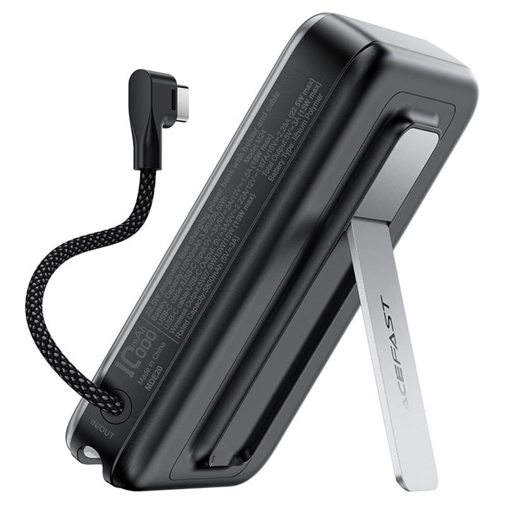 Draadloze Externe Batterij Acefast M24, 10000mAh, 22.5W, PD + FQI, 1 x QI - 2 x USB-C, Gri