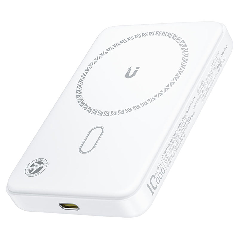 Draadloze Externe Batterij Acefast M26, 10000mAh, 20W, PD + FQI, 1 x QI - 1 x USB-C, Wit