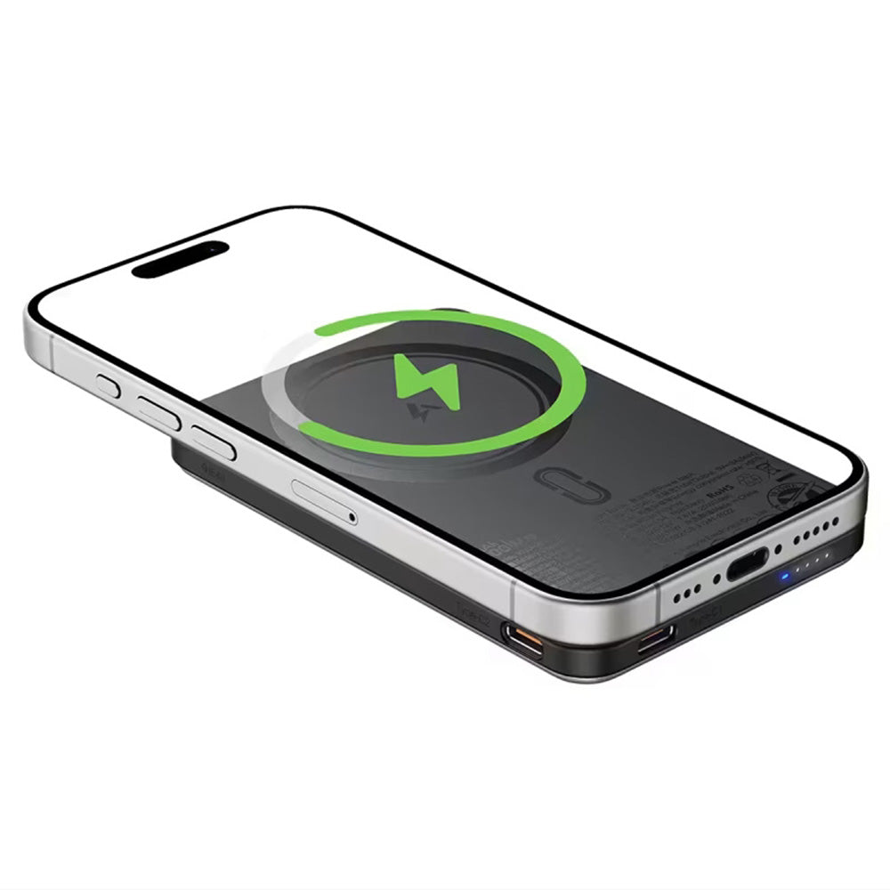 Draadloze Externe Batterij Acefast M30, 5000mAh, 20W, PD + FQI, 1 x QI - 2 x USB-C, Zwart