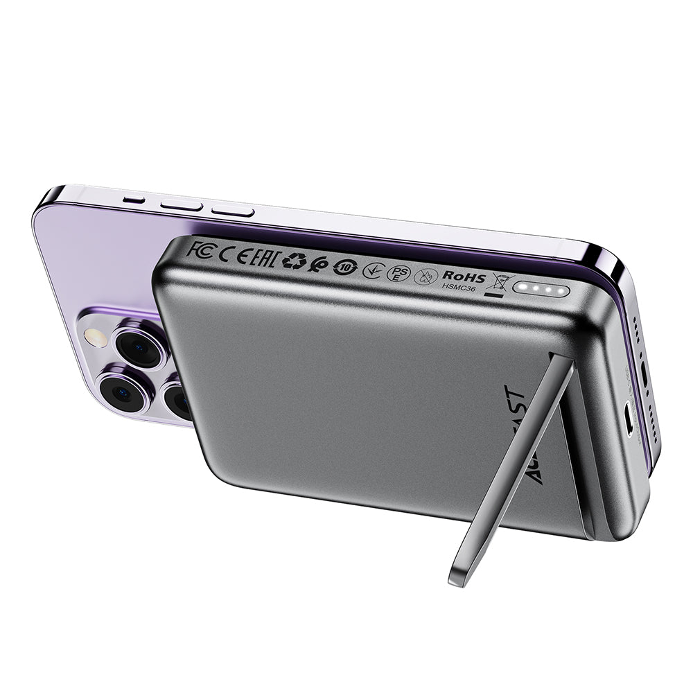 Draadloze Externe Batterij Acefast M6, 10000mAh, 20W, PD + FQI, 1 x QI - 1 x USB-C, Zwart