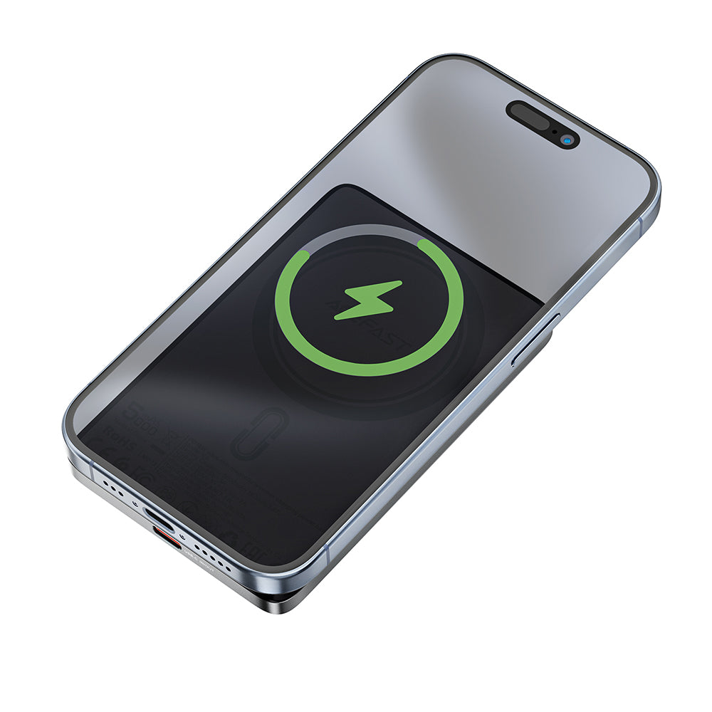 Draadloze Externe Batterij Acefast M8, 5000mAh, 18W, PD + FQI, 1 x QI - 1 x USB-C, Zwart