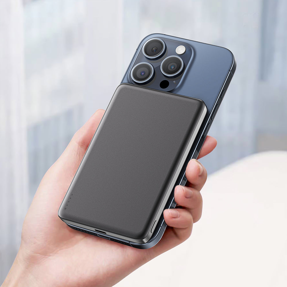 Draadloze Externe Batterij Acefast M8, 5000mAh, 18W, PD + FQI, 1 x QI - 1 x USB-C, Zwart