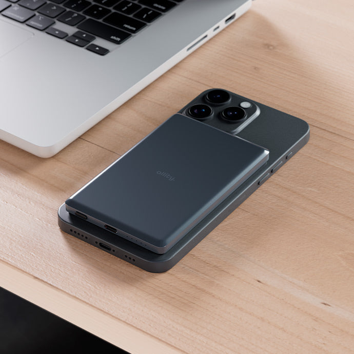 Draadloze Externe Batterij Allity. APB-300, 5000mAh, 20W, PD + FQI, 1 x QI - 1 x USB-C, Gri