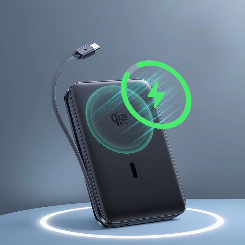 Draadloze Externe Batterij Baseus PicoGo AM61, 10000mAh, 45W, PD + FQI, 1 x QI - 2 x USB-C, Zwart E0028V00