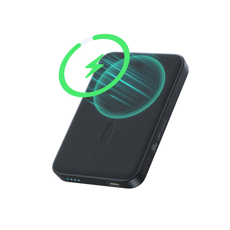 Draadloze externe batterij Baseus EnerFill FM11, 10000mAh, 30W, PD + FQI, 1 x QI - 1 x USB-C, Zwart