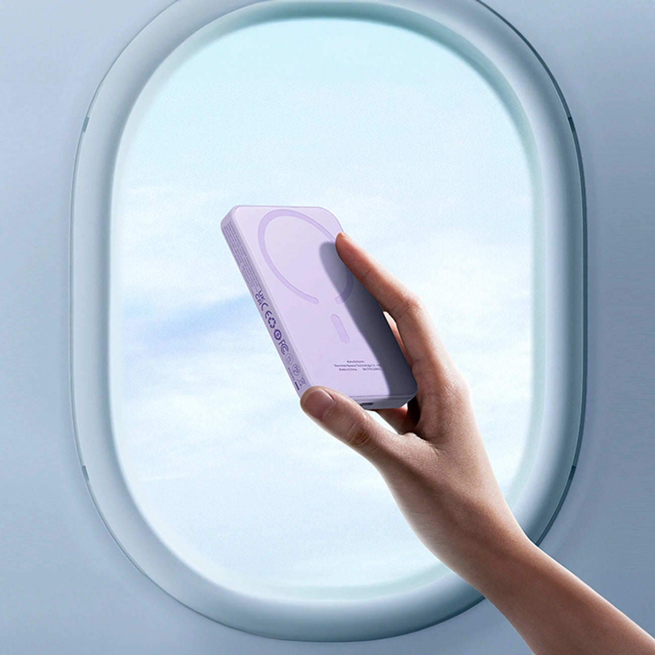 Externe Draadloze Batterij Baseus Magnetic Mini, 5000mAh, 20W, PD + FQI, 1 x QI - 1 x USB-C, Paars P10022107513