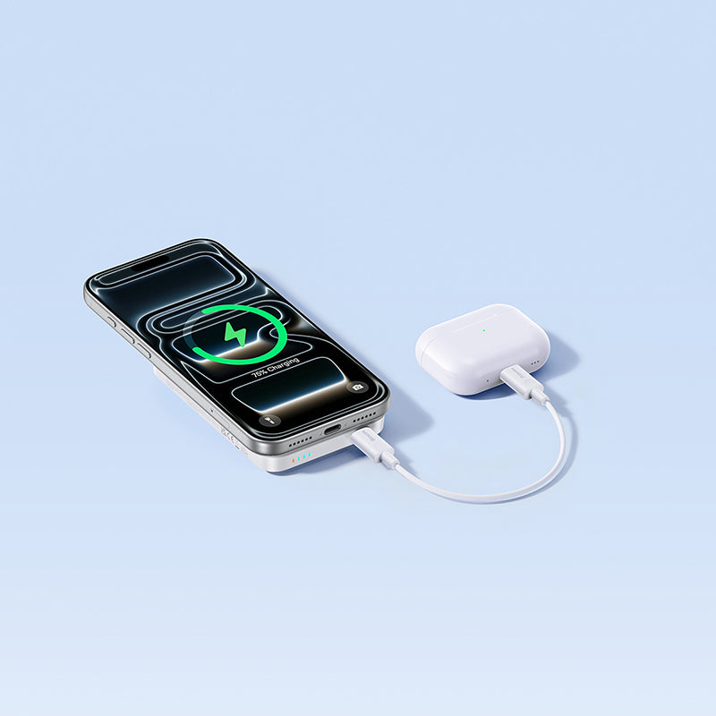 Draadloze Externe Batterij Baseus EnerFill FM11, 10000mAh, 30W, PD + FQI, 1 x QI - 1 x USB-C, Wit