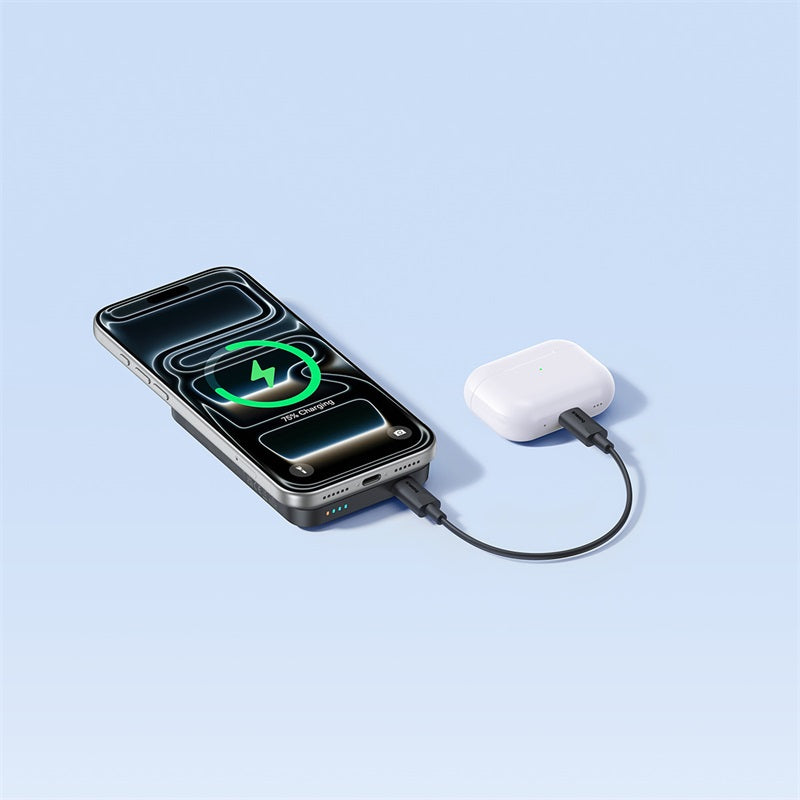 Draadloze externe batterij Baseus EnerFill FM11, 10000mAh, 30W, PD + FQI, 1 x QI - 1 x USB-C, Zwart