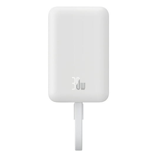 Draadloze Externe Batterij Baseus Magnetic Mini, 10000mAh, 30W, PD + FQI, 1 x QI - 2 x USB-C, Wit P1002210B223-00