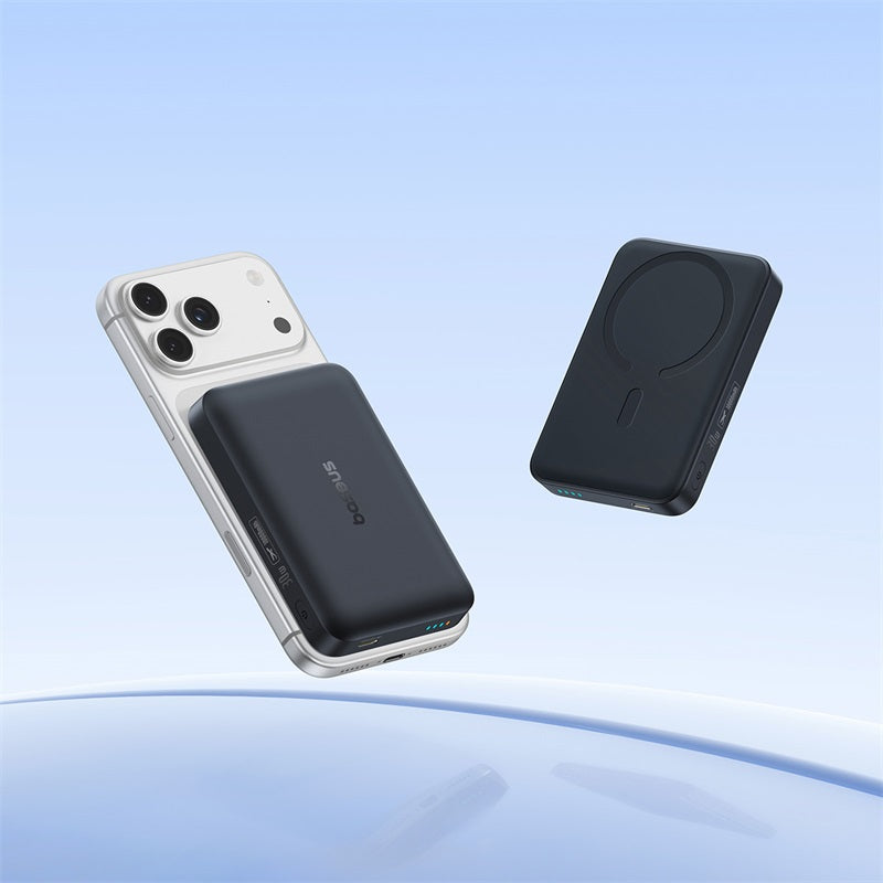 Draadloze externe batterij Baseus EnerFill FM11, 10000mAh, 30W, PD + FQI, 1 x QI - 1 x USB-C, Zwart