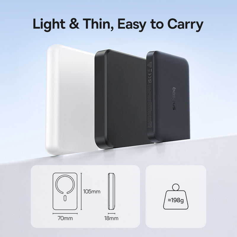Draadloze externe batterij Baseus EnerFill FM11, 10000mAh, 30W, PD + FQI, 1 x QI - 1 x USB-C, Zwart
