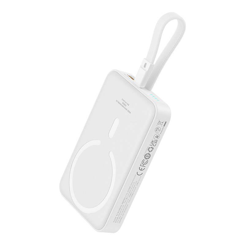 Externe Draadloze Batterij Baseus Magnetic Mini, 10000mAh, 20W, PD + FQI, 1 x Lightning - 1 x QI - 1 x USB-C, Wit P10022109223-00
